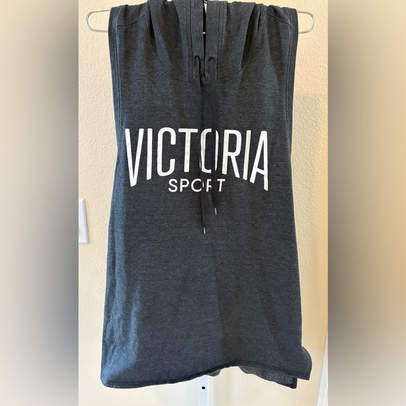 Victoria’s Secret Sport Sleeveless Racerback Hoodie in Dark Grey - Size M - Picture 2 of 4